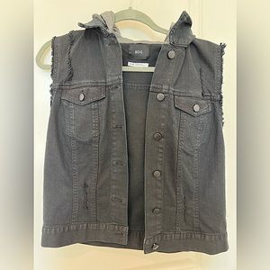 BDG black denim vest hoodie